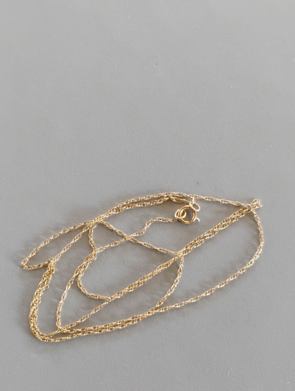 Rope Chain 14 K Gold Necklace Spring Ring - Picture 10 of 11